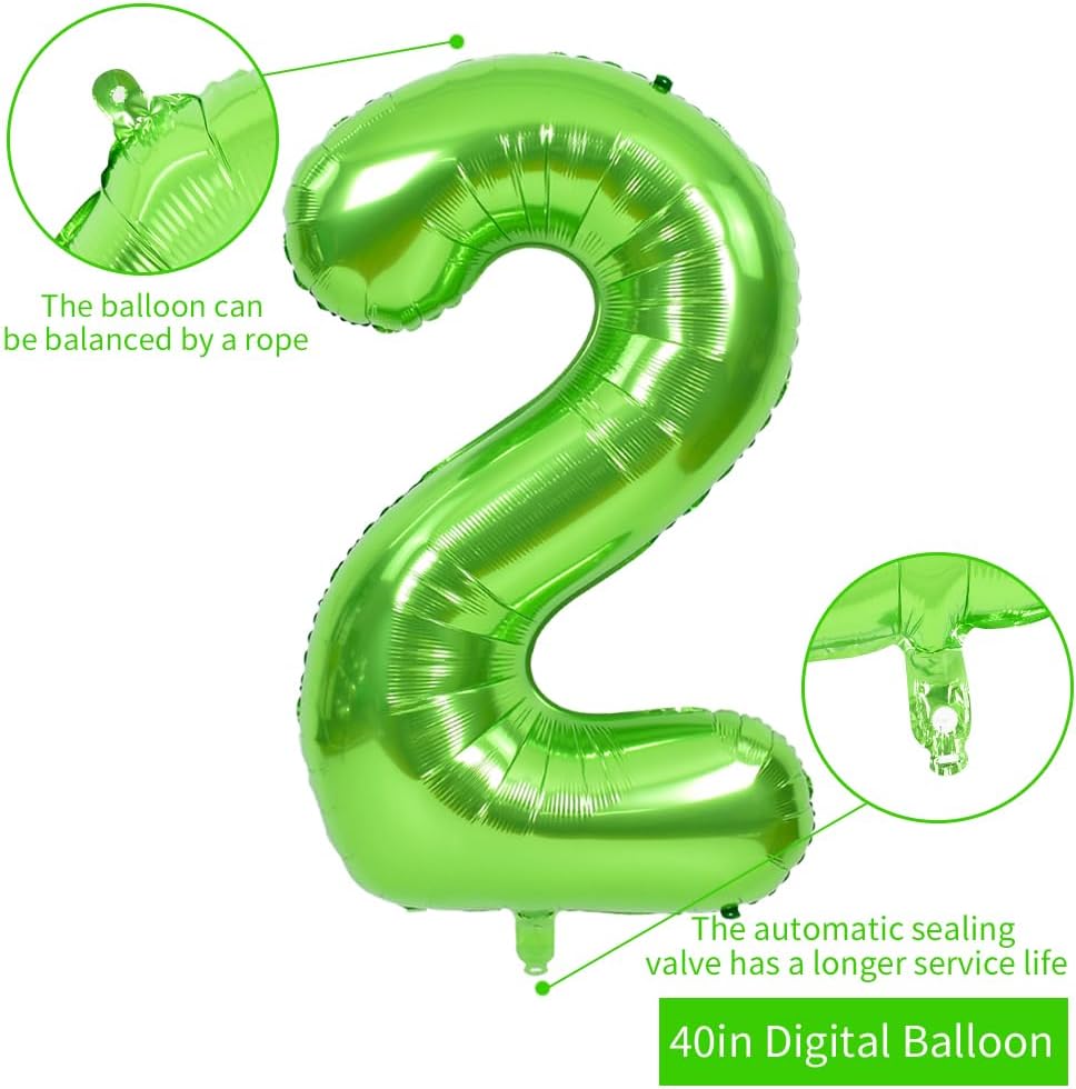 TONIFUL Globos grandes de 40 pulgadas con números verdes número 21 dígitos 21, globos de helio, globos de aluminio de Mylar con números grandes para
