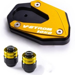 Para Suzuki para Vstrom 1050XT1000XT DL1000 para V-Strom DL 1000 1050 XT Soporte lateral de pie Placa de soporte y cubierta de válvula de neumático Para Suzuki para Vstrom 1050XT1000XT DL1000 para V-Strom DL 1000 1050 XT Soporte lateral de pie Placa de soporte y cubierta de válvula de neumático