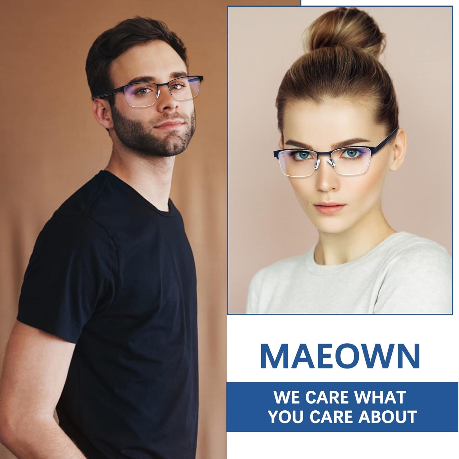 MAEOWN Gafas de lectura multifocales progresivas para hombre, bloqueo de luz azul, bisagra de resorte, lentes para computadora, marco de medio metal