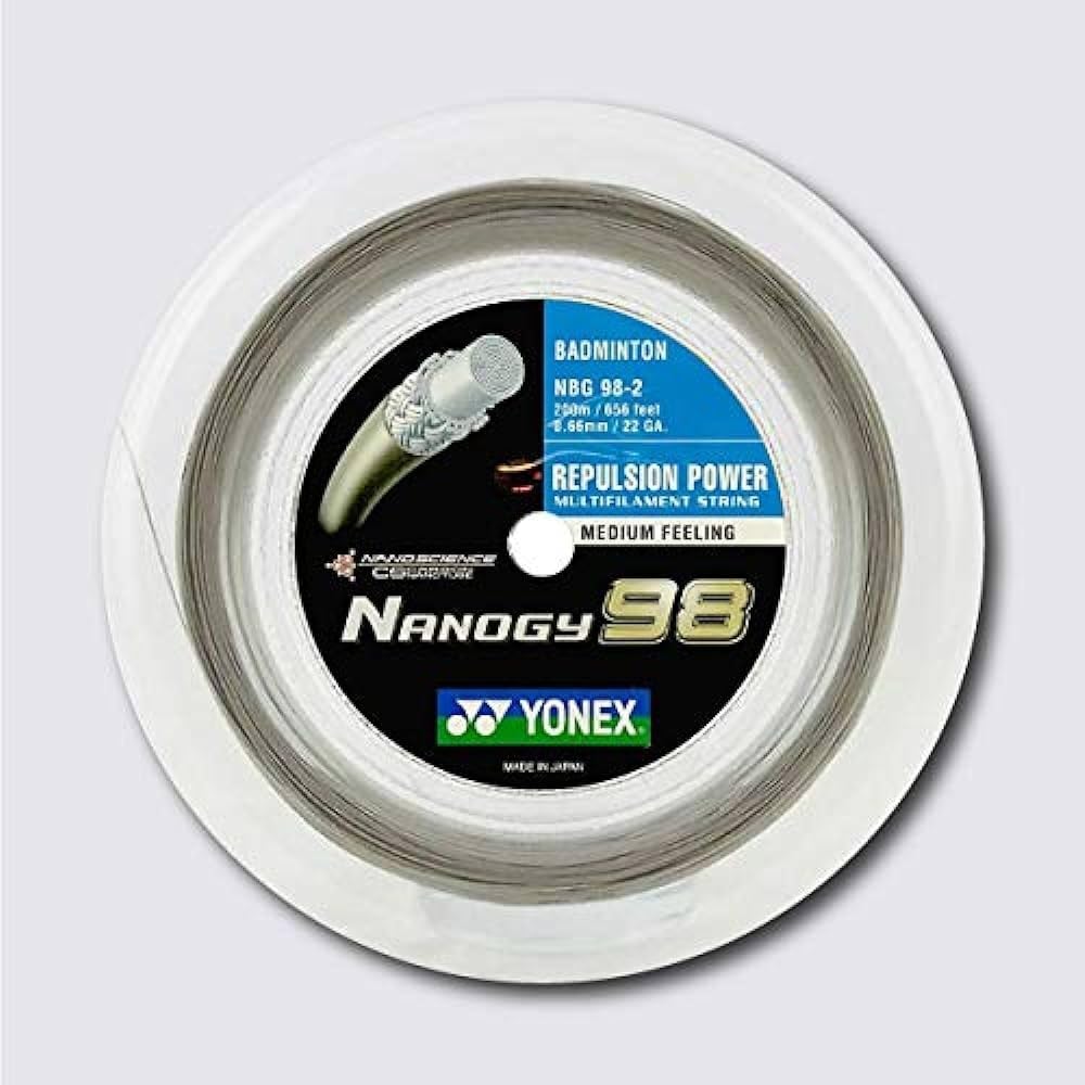 YONEX Nanogy 98 – Cuerda de bádminton de 656.2ft (Gris plateado)