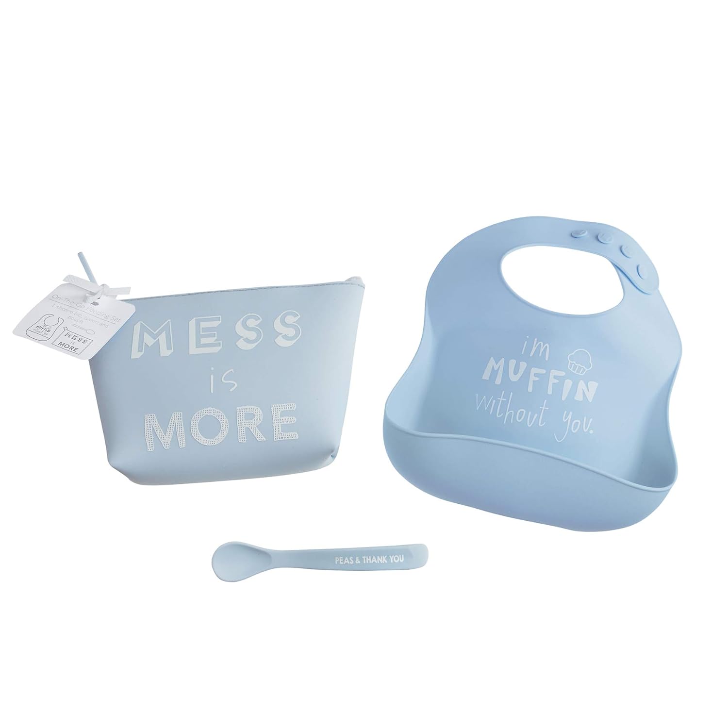 Mud Pie Set de alimentación de silicona azul
