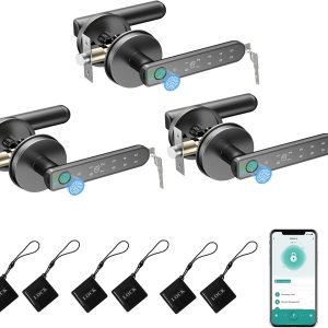 Cerradura de puerta de huellas dactilares, perilla de puerta inteligente 5 en 1 con aplicación inteligente, huella dactilar, tarjetas Cerradura de puerta de huellas dactilares, perilla de puerta inteligente 5 en 1 con aplicación inteligente, huella dactilar, tarjetas