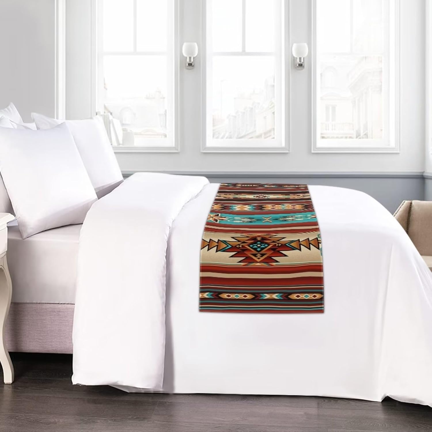 ZFRXIGN Southwestern Bed Runner – Juego de ropa de cama de tamaño Queen con bufanda de cama, camino de mesa largo, decoración del hogar, dormitorio,