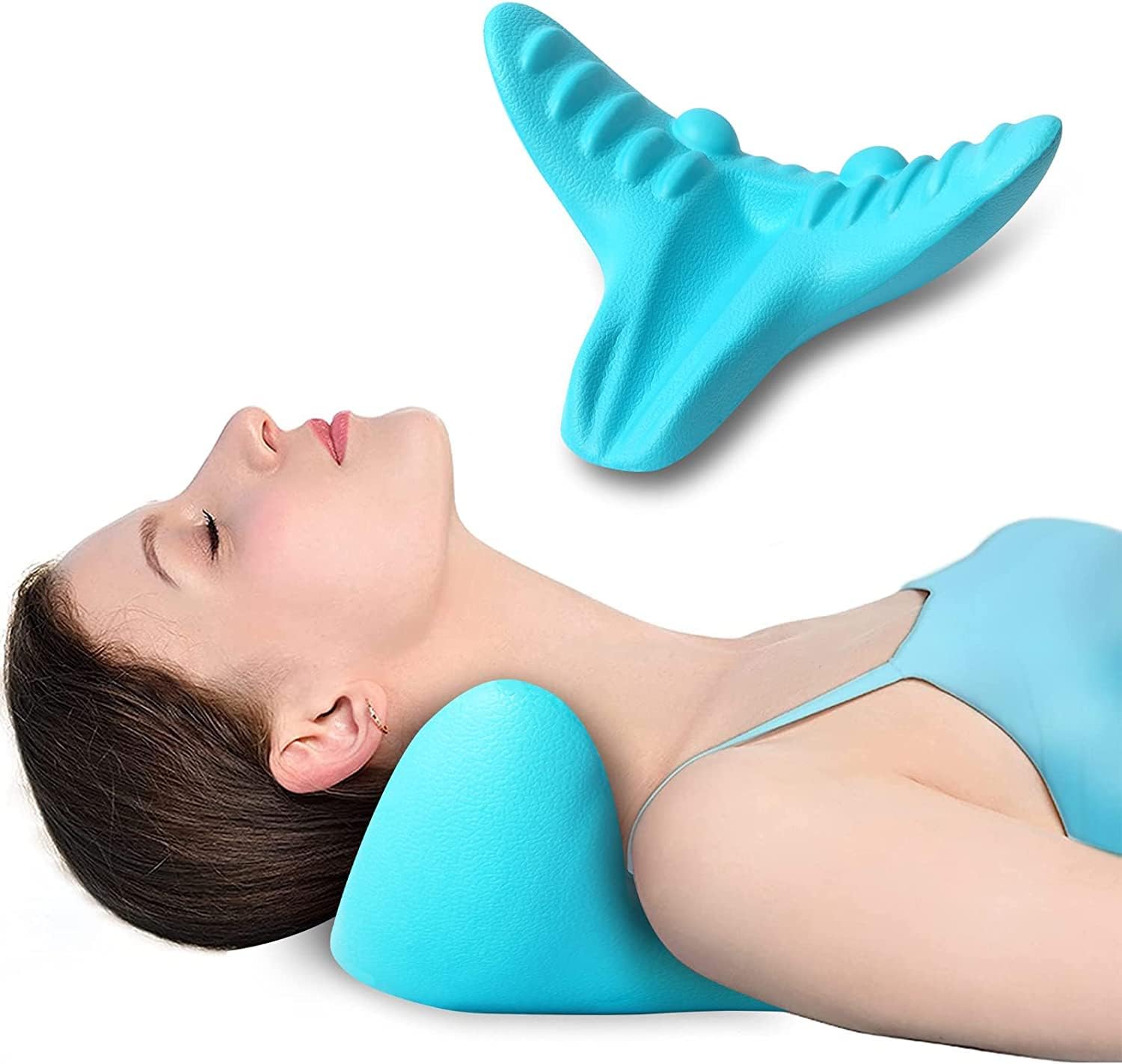Salate Relajante de cuello y hombros, dispositivo de tracción cervical, estirador de cuello, tracción cervical para alivio del dolor de ATM y