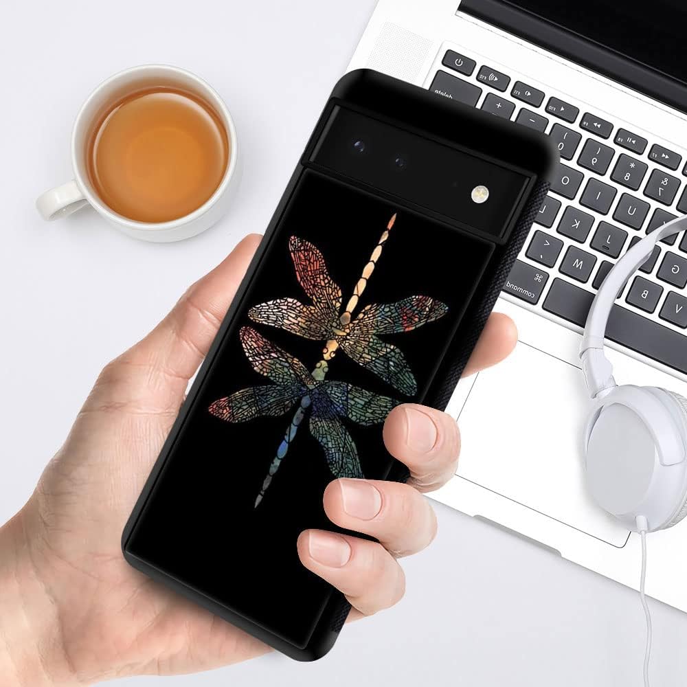 ZHEGAILIAN Funda compatible con Google Pixel 7, diseño colorido de libélula en la parte posterior, silicona suave, TPU anticaída, antideslizante,