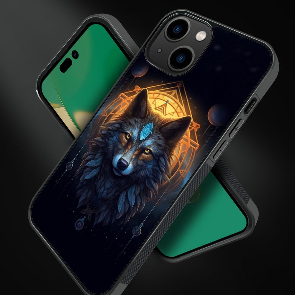 Cvkoyhl Funda compatible con iPhone 13 Mini, diseño de lobo bajo el cielo estrellado para iPhone 13 Mini, fundas para hombres y mujeres, diseño de