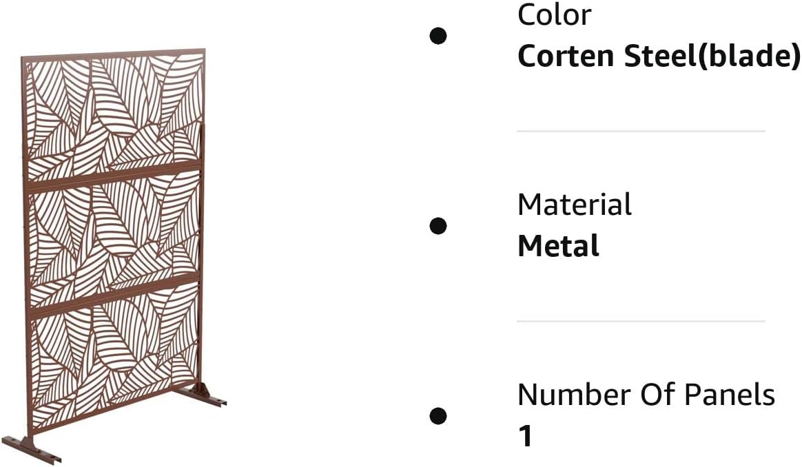 Elevens Pantalla de privacidad para patio, pantalla de privacidad al aire libre con soporte, pantalla de privacidad de metal decorativo de pie para