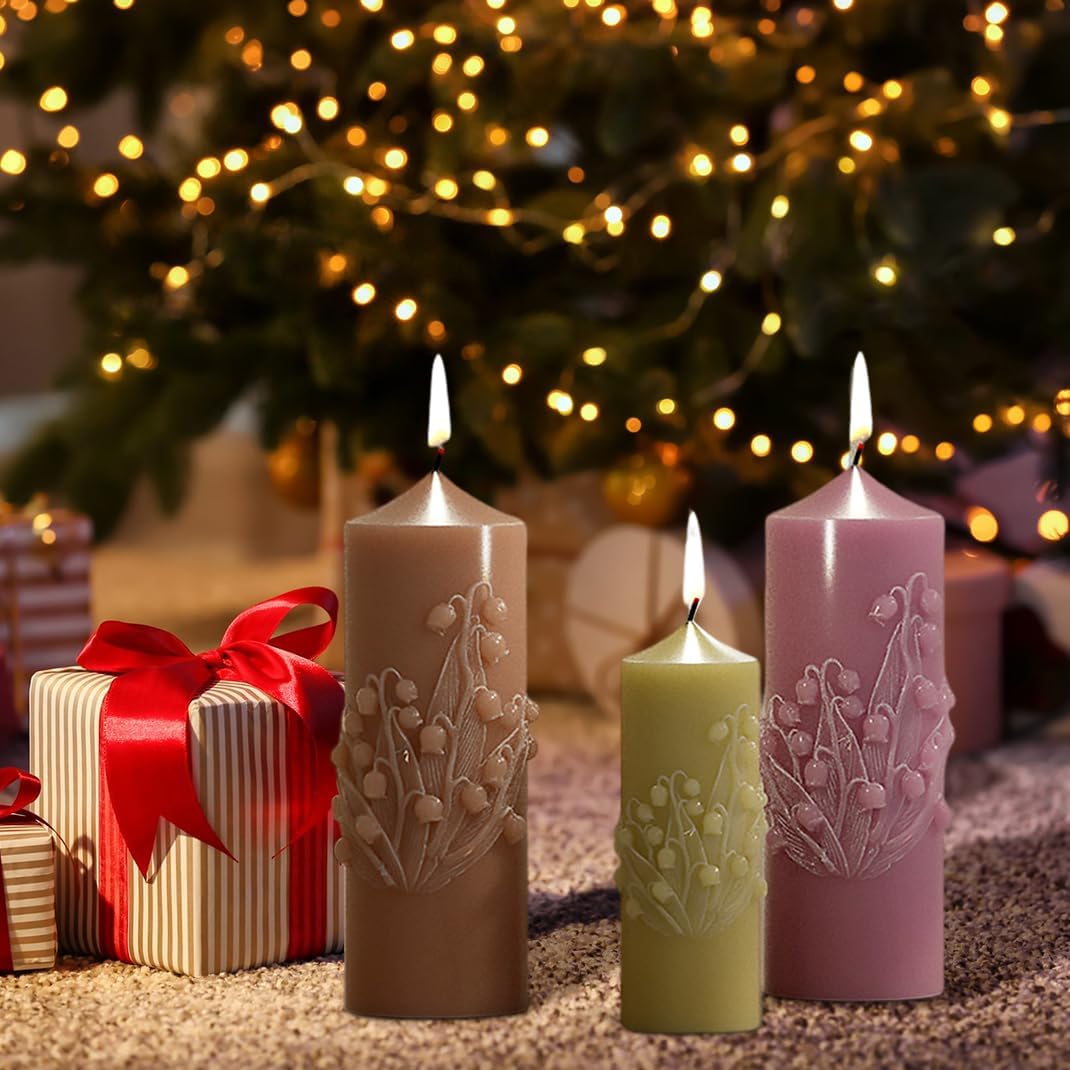 2 moldes de silicona para velas, cilindros con flores, moldes de resina de silicona de cristal para fundición de resina epoxi UV, manualidades,