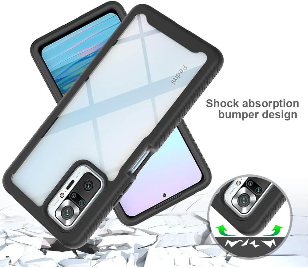 Asuwish Funda de teléfono para Xiaomi Redmi Note 10 Pro con protector de pantalla de vidrio templado y soporte delgado híbrido resistente resistente