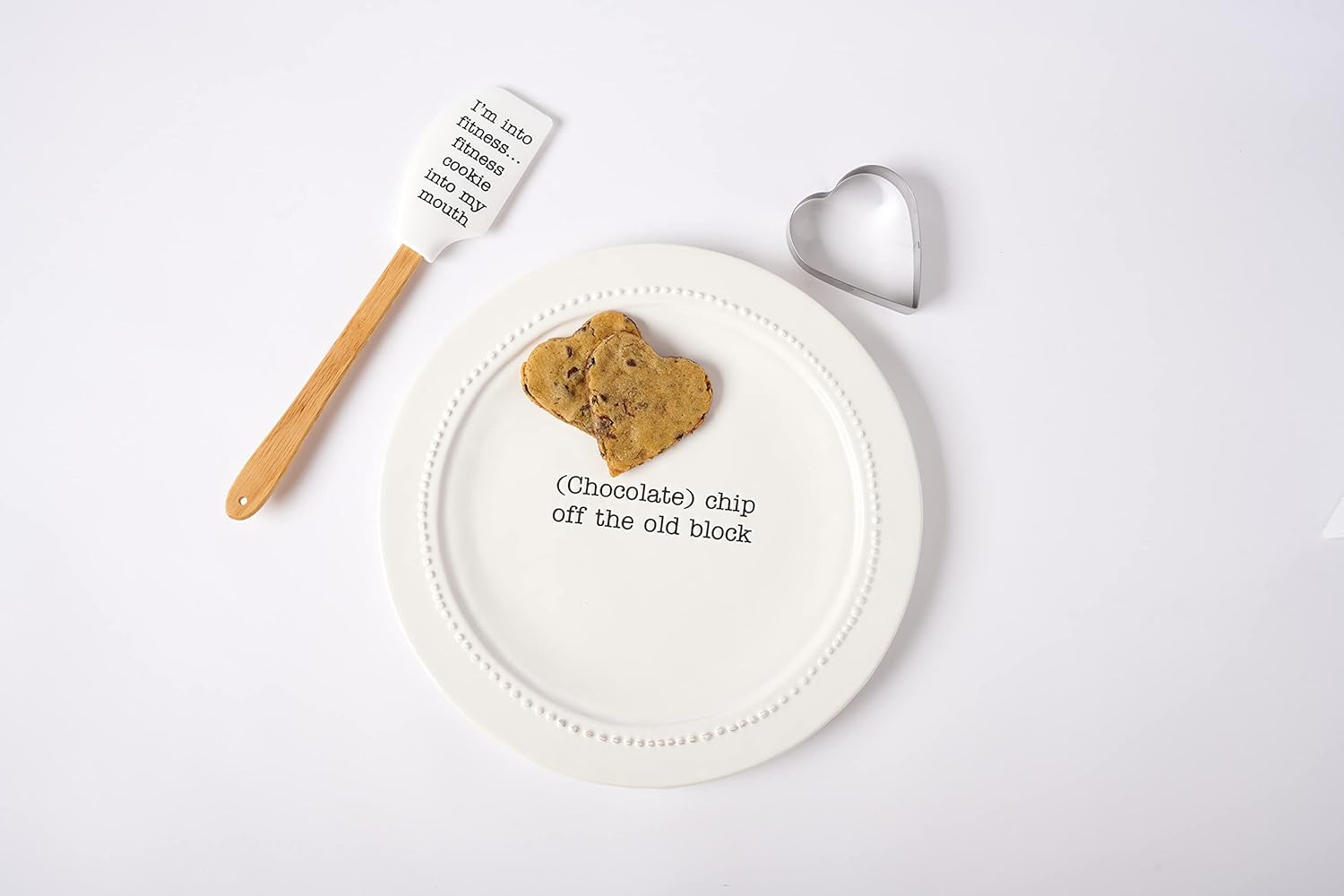 Mud Pie Circa – Juego de platos para galletas, blanco, plato de 12 pulgadas de diámetro, espátula de 12 pulgadas, cortador de 3 x 3 pulgadas