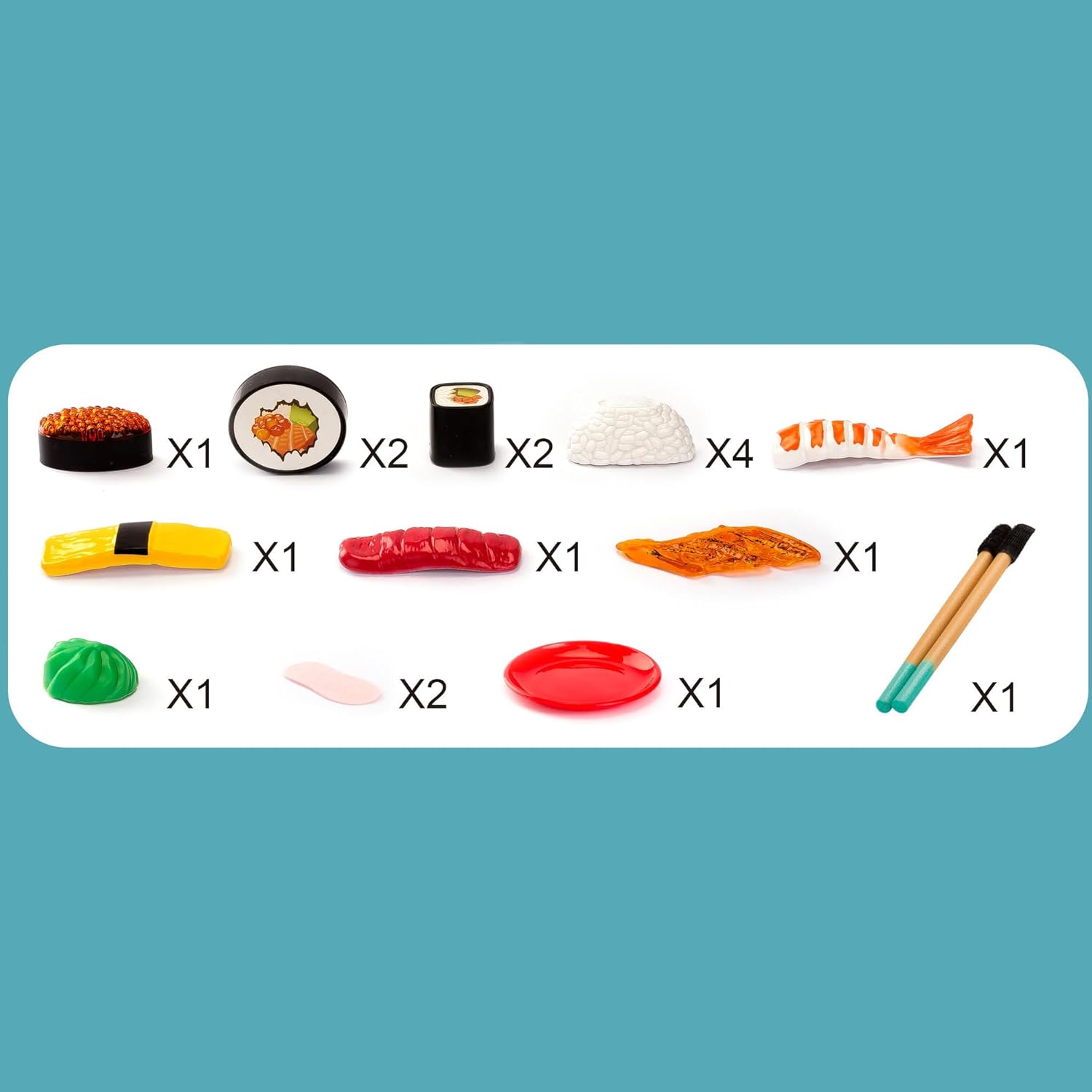 PowerTRC Juego de comida japonesa de juguete de sushi Bento  Juego de 19 piezas de juguetes de comida de corte para niños de 3, 4, 5, 6, 7, 8, 9+