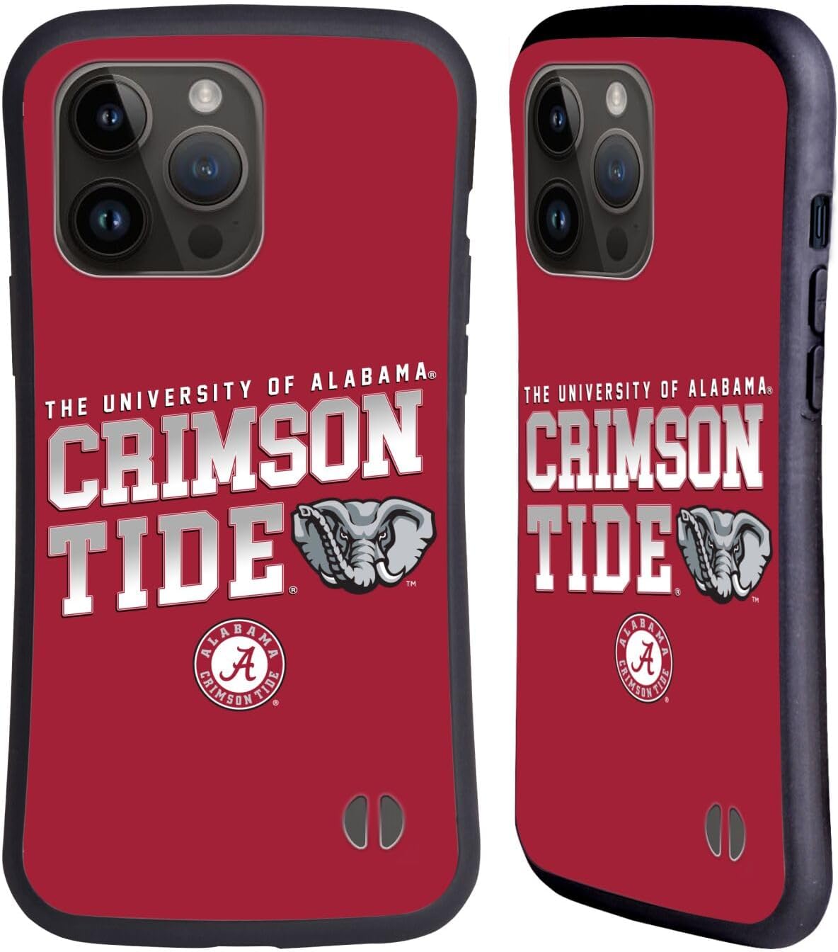 Head Case Designs Funda híbrida UA Crimson Tide con licencia oficial de la Universidad de Alabama compatible con Apple iPhone 15 Pro Max
