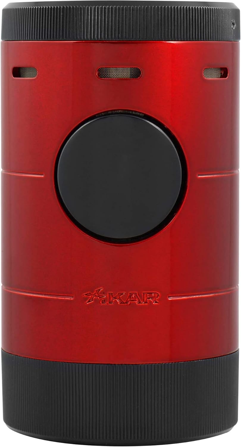 XiKAR Volta Quad Flame – Encendedor de puros de mesa en una atractiva caja de regalo (rojo)