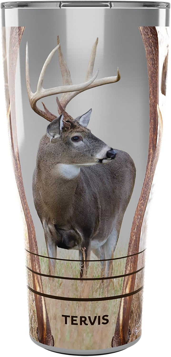 Tervis Traveler Deer Trio – Vaso aislado de triple pared mantiene las bebidas frías y calientes, 30 onzas, acero inoxidable