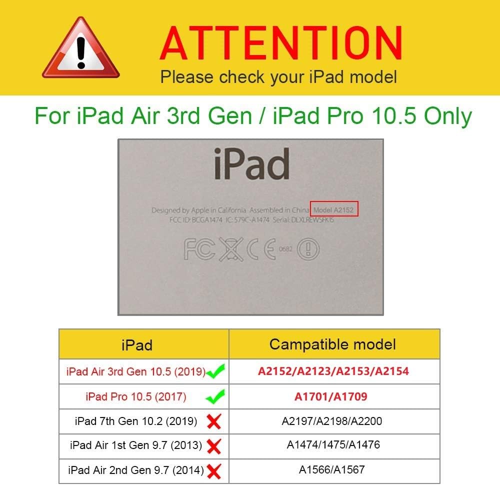 Funda para iPad Air (3 generación) de 10.5 pulgadas 2019  iPad Pro de 10.5 pulgadas 2017, soporte giratorio de 360 grados, funda protectora