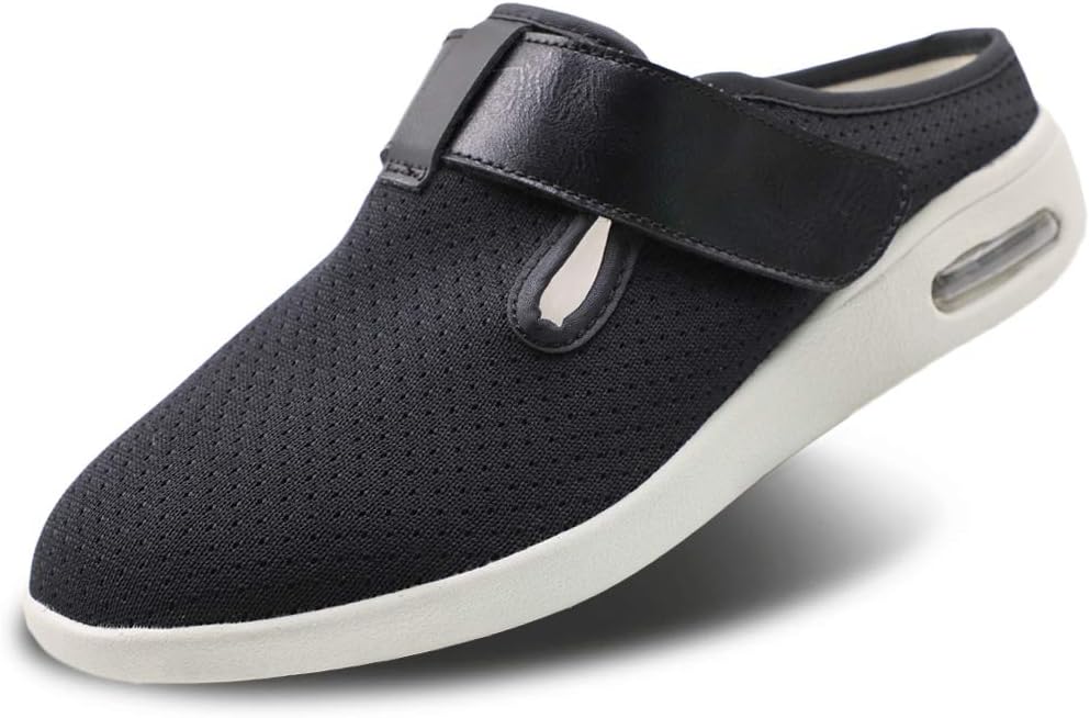 Pantuflas diabéticas para mujer, extra anchas, zapatos para caminar con cierres ajustables para edema diabético, fascitis plantar, juanetes,