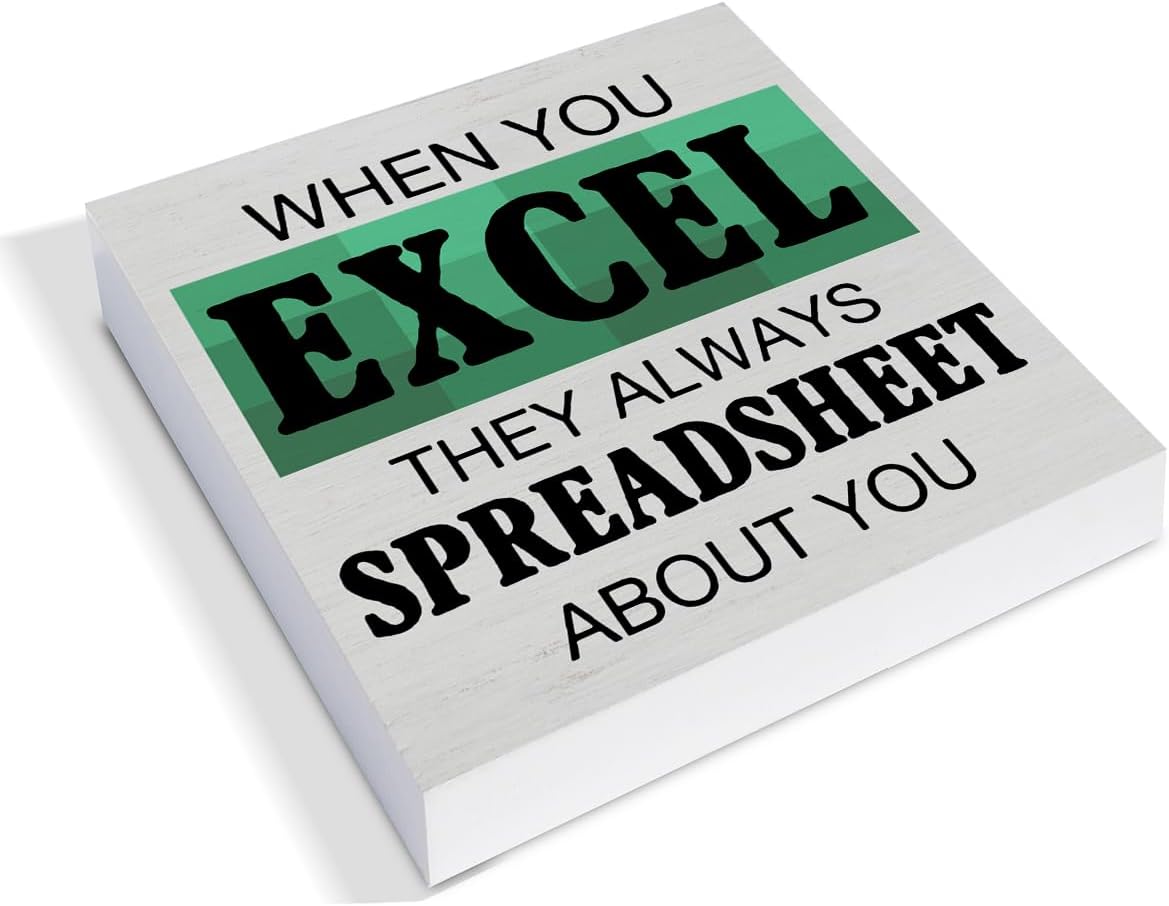 Cartel rústico de madera para regalo de contador, decoración de escritorio, con texto en inglés “When You Excel They Always Spreadshe”, letrero de