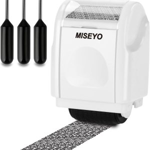 Miseyo Mini sello de rodillo de protección contra robo de identidad con 3 unidades de tinta de repuesto, sello de rodillo confidencial antirrobo Miseyo Mini sello de rodillo de protección contra robo de identidad con 3 unidades de tinta de repuesto, sello de rodillo confidencial antirrobo