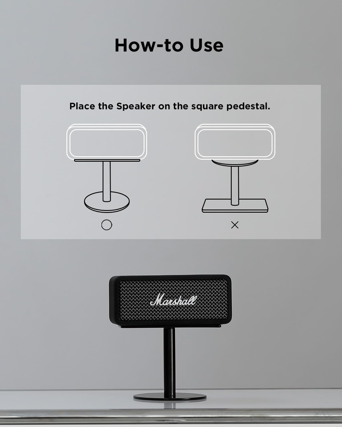 Emberton – Soporte de altavoz (dorado satinado), para altavoz Marshall Emberton, calidad de sonido óptica, ancho 5.35 pulgadas de alto 3.94