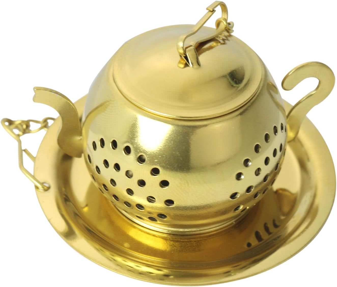 Infusor de té de acero inoxidable, filtro de té dorado para coladores de té sueltos, bola de té, bolsa de té reutilizable más empinada, bonita tetera