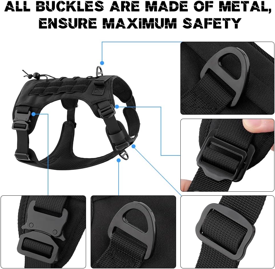 Plutus Pet Arnés táctico para perro, hebillas de metal, chaleco para perro de servicio sin tirones con asa, arnés militar ajustable para perro con