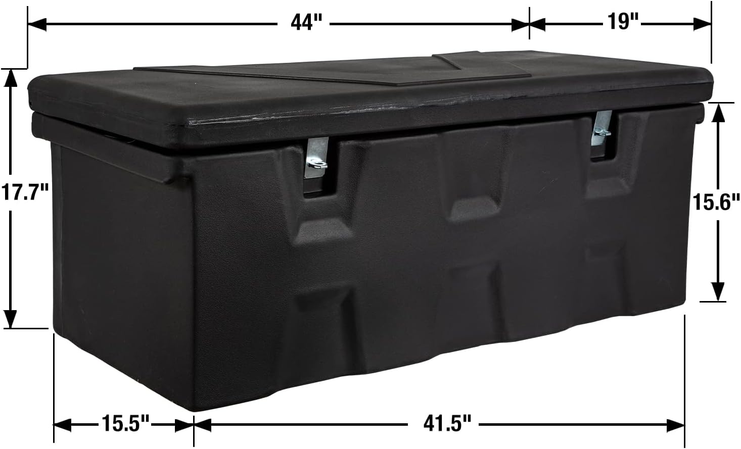 Buyers Products 1712240 – Cofre multiusos de poliéster negro, 44 x 17.5 x 19 pulgadas, 6.3 pies cúbicos y Master Lock Magnum – Candado resistente