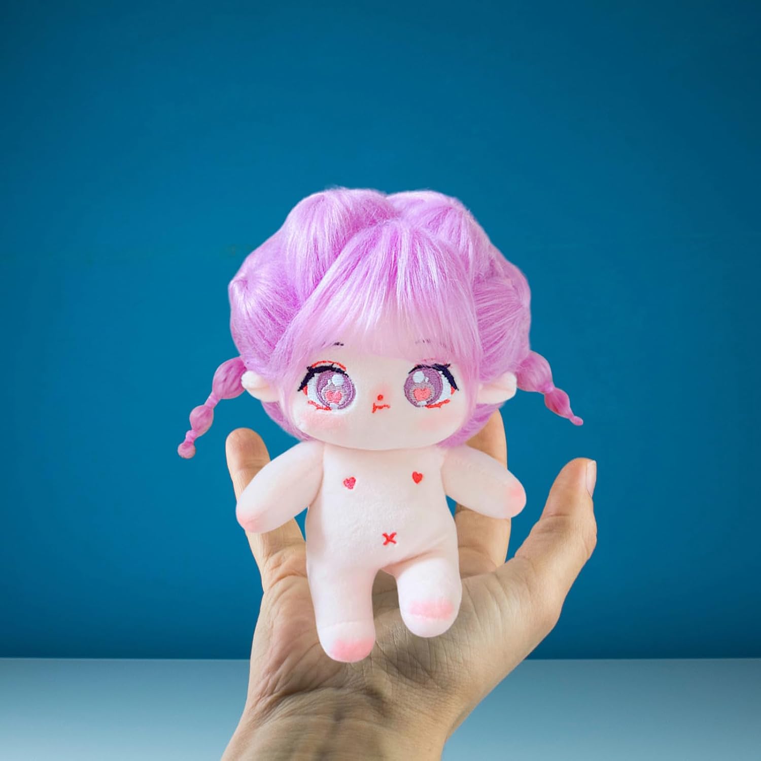 CALEMBOU Muñeca de felpa de 7.9 in, linda muñeca de algodón con esqueleto articulado, muñeca de peluche suave de anime y juego de peluquería, regalo