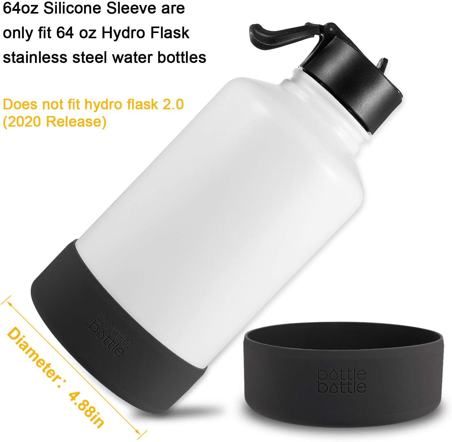bottlebottle Funda protectora de silicona apta para 12-64 onzas para Hydro Sports, Simple Modern, Takeya, MIRA, Iron Flask y otras marcas de botella