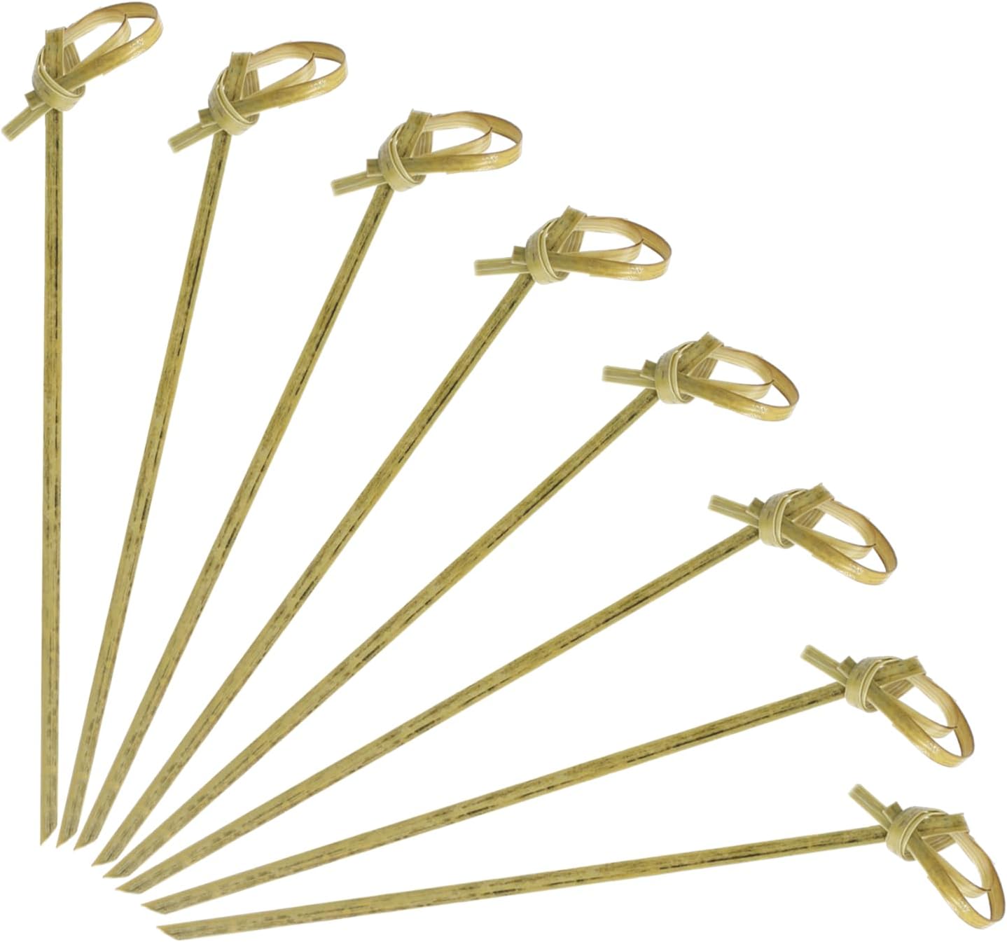 200 púas de madera de bambú para aperitivos, brochetas de madera de 4.7 pulgadas para bebidas, sándwich, palillos de dientes, barbacoa, fruta,