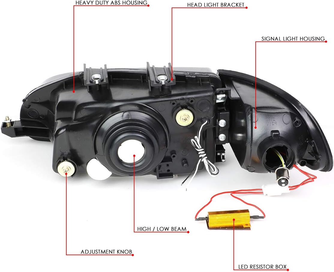 DNA MOTORING HL-LB-HC922D-BK-CL1 LED DRL+Luces de esquina para faros direccionales, color negro
