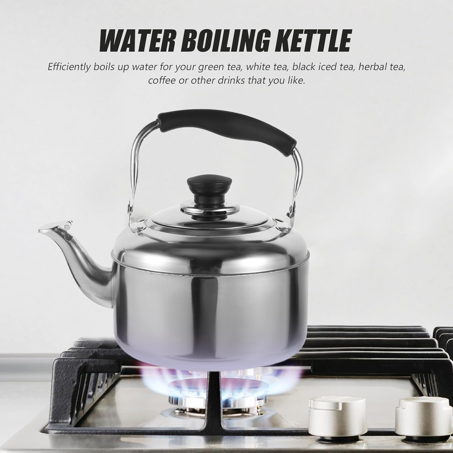SHERCHPRY Hervidor de té eléctrico con espejo, tetera de acero inoxidable, tetera para verter sobre el café, tetera silbante, tetera, caldera de