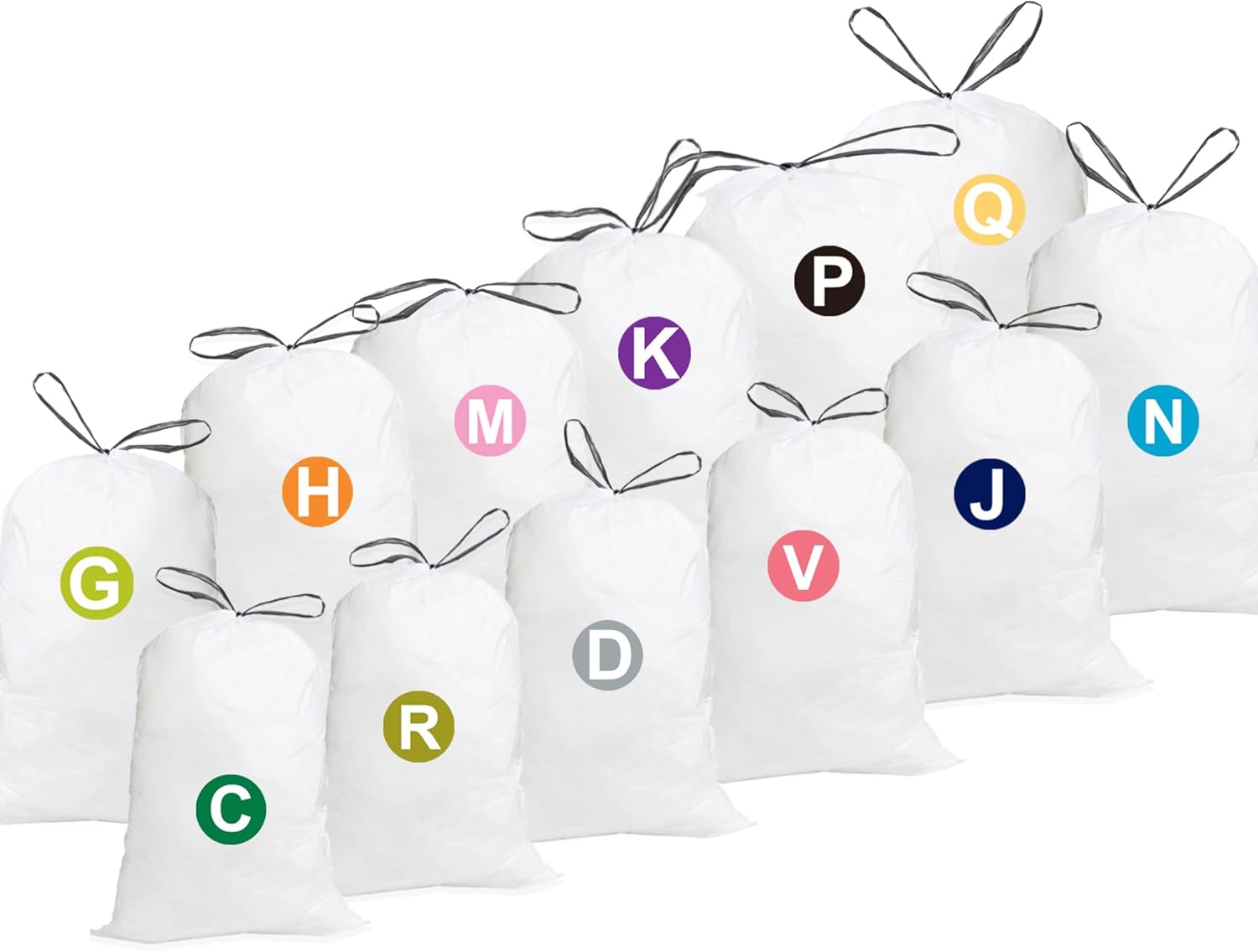 Code P Bolsas de basura resistentes con cordón reforzado para 13-16 galones  50-60 litros compatibles con código P (50 unidades)  Revestimientos de