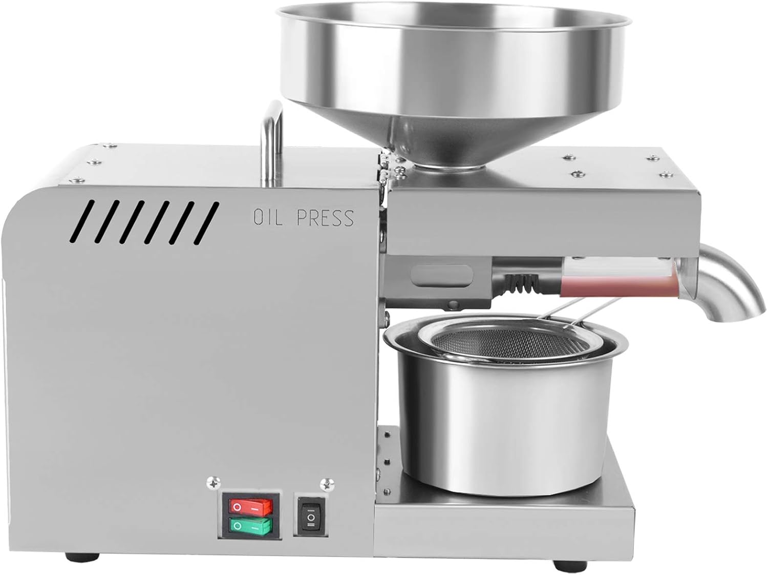 Máquina automática de prensa de aceite, extractor de aceite comercial de acero inoxidable 600 W, semillas de frutos secos, prensatelas de aceite