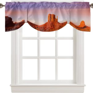 Tie Up Valances for Windows, Desert Dreamy Sunset Sundown Sky Natural Sand Building Landscape Adjustable Rod Pocket Short Curtain Windows Treatment Tie Up Valances for Windows, Desert Dreamy Sunset Sundown Sky Natural Sand Building Landscape Adjustable Rod Pocket Short Curtain Windows Treatment