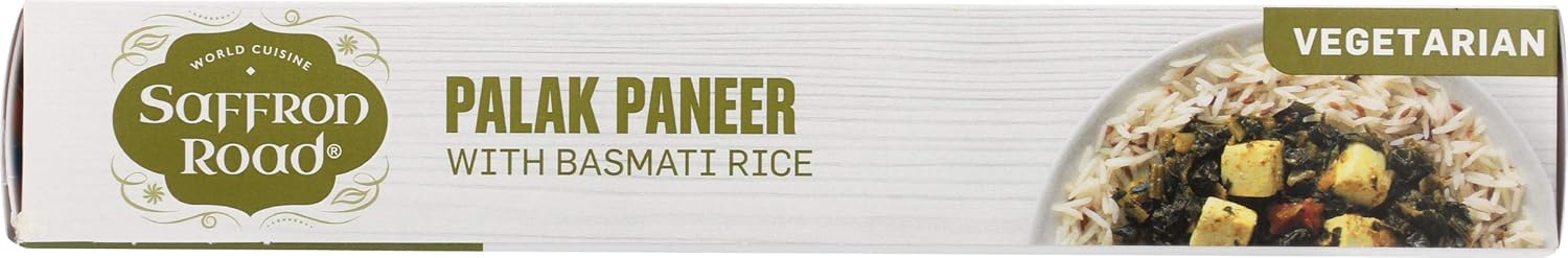 Saffron Road Palak Paneer con arroz Basmati Cena congelada, 10 onzas, vegetariano, sin gluten, Halal