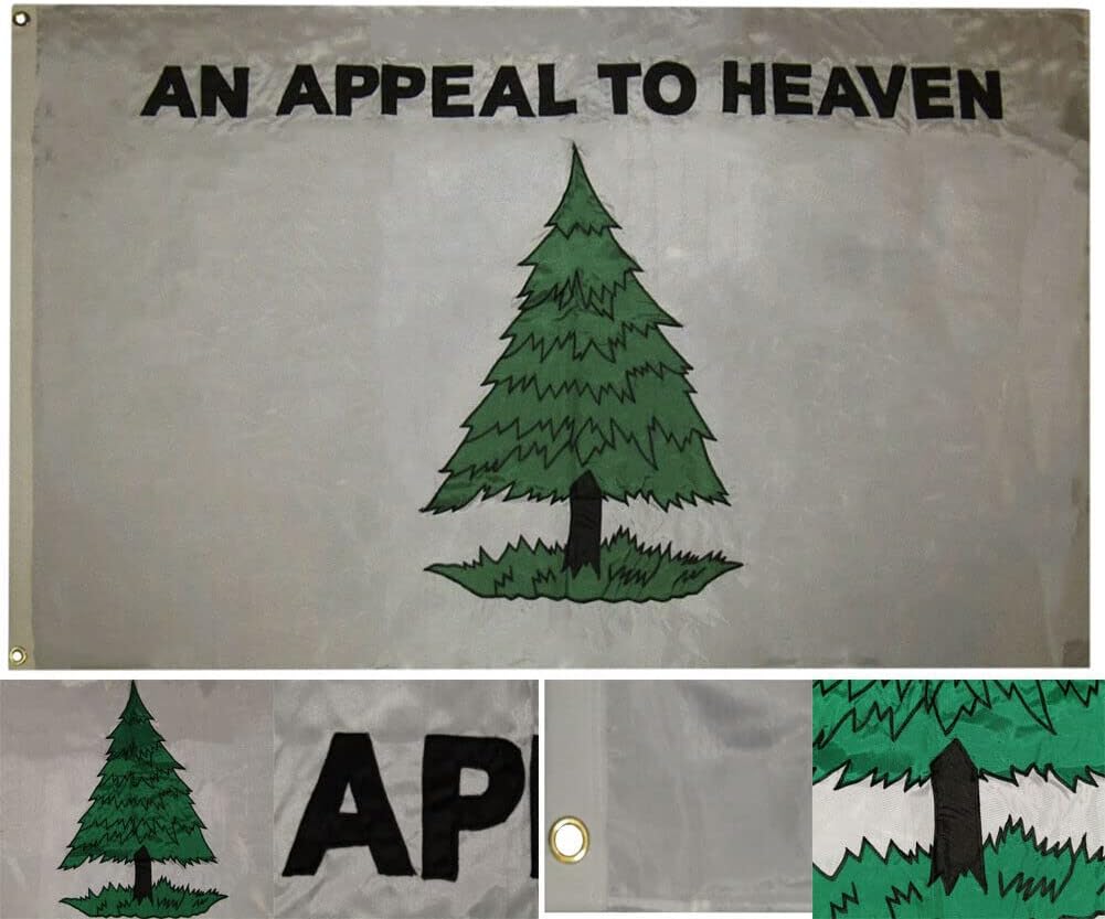 Premium 3×5 Embroidered Appeal Heaven Washington’s 210D Nylon Flag 3’x5′ Clips