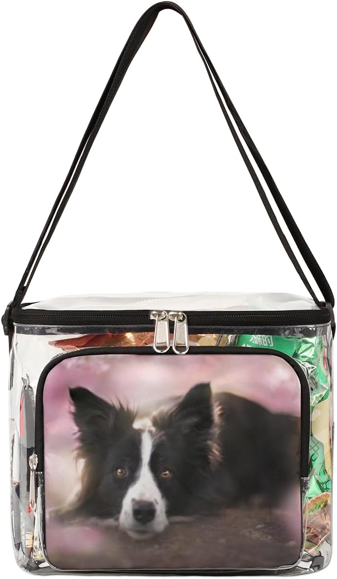 Border Collie – Bolsa transparente para perro, bolsas transparentes para mujer, mochila transparente, bolsa transparente, bolsa de almuerzo