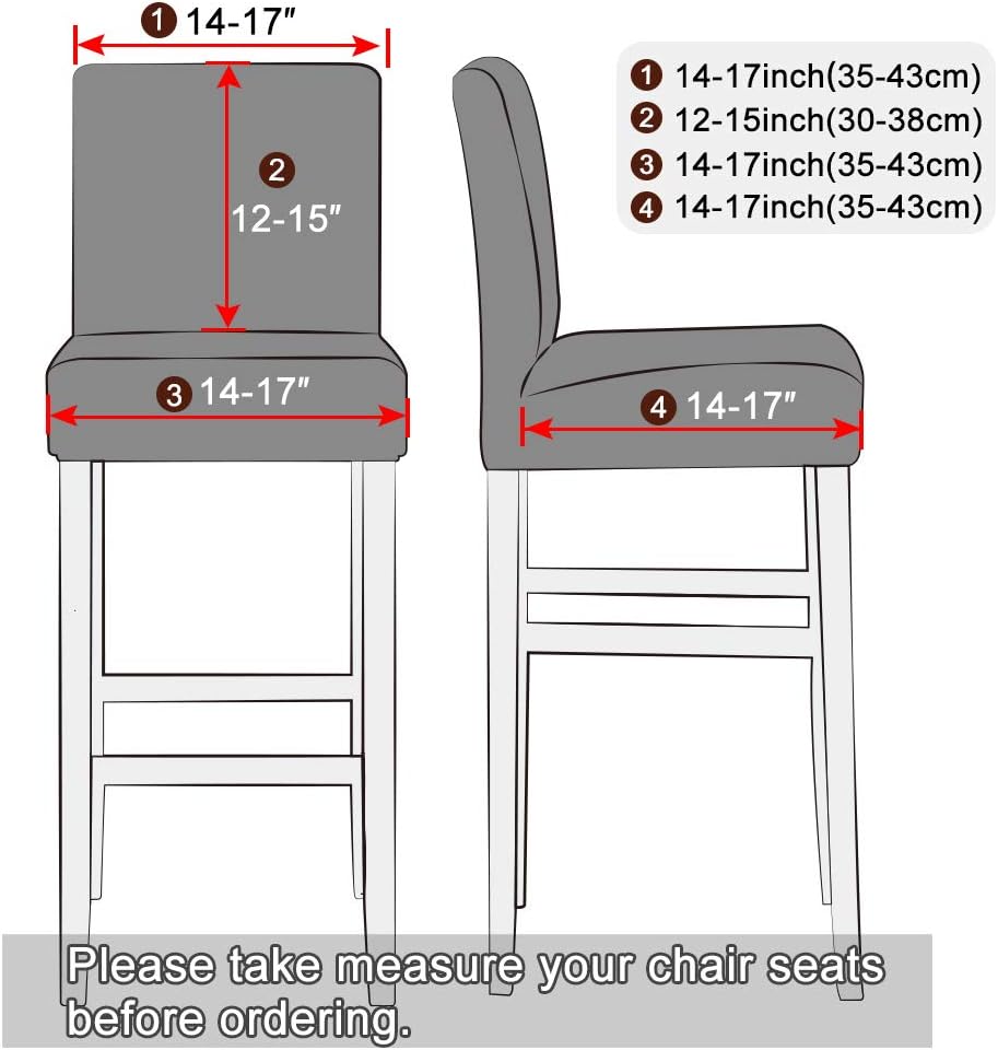 Lellen Funda para taburete de silla de bar jacquard  Paquete de 4 fundas elásticas para silla de comedor giratoria corta, sillas laterales de altura
