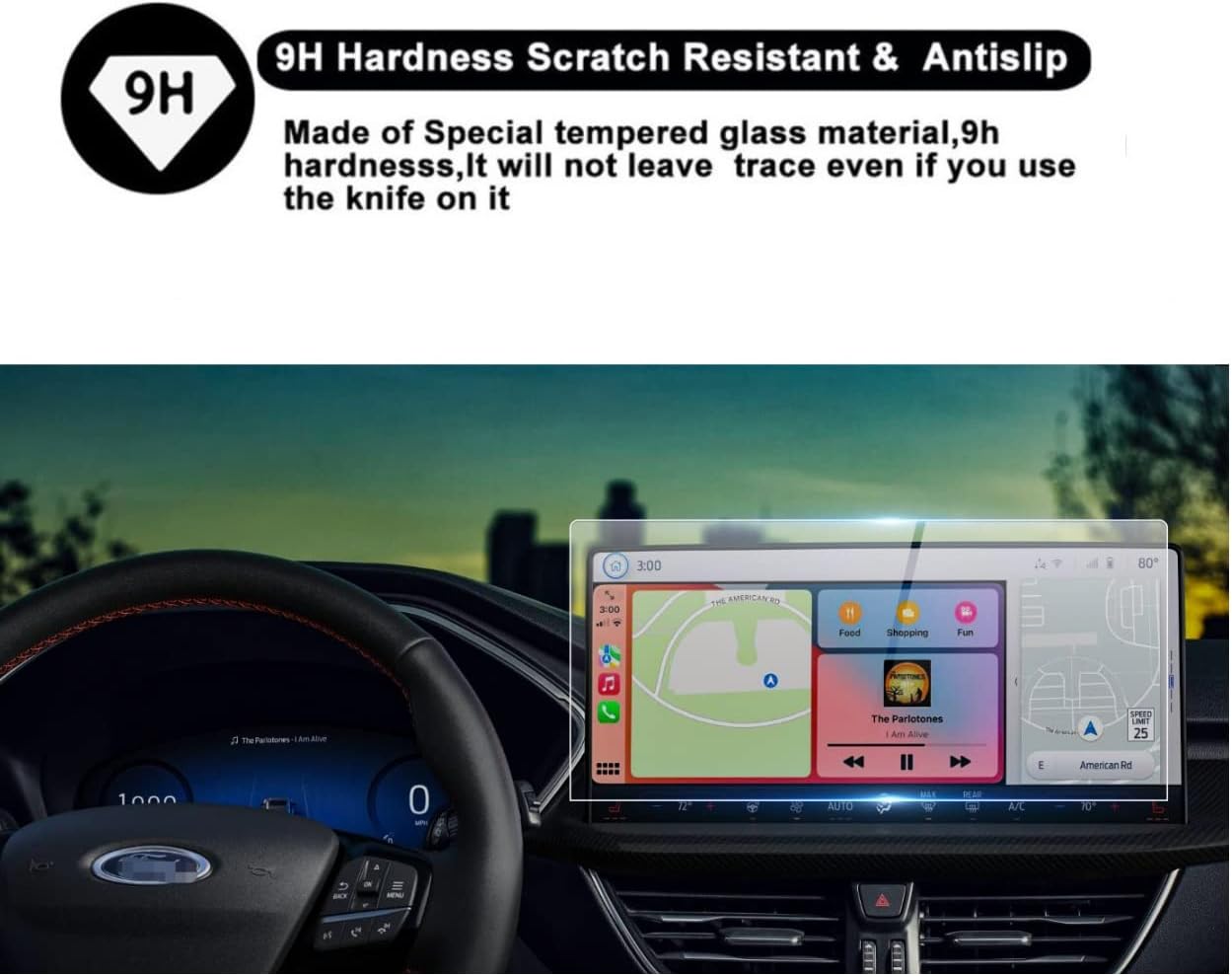 SATIS – Protector de pantalla compatible con Ford Escape 2023, pantalla táctil de 13.2 pulgadas, antiarañazos, sin burbujas, vidrio templado de
