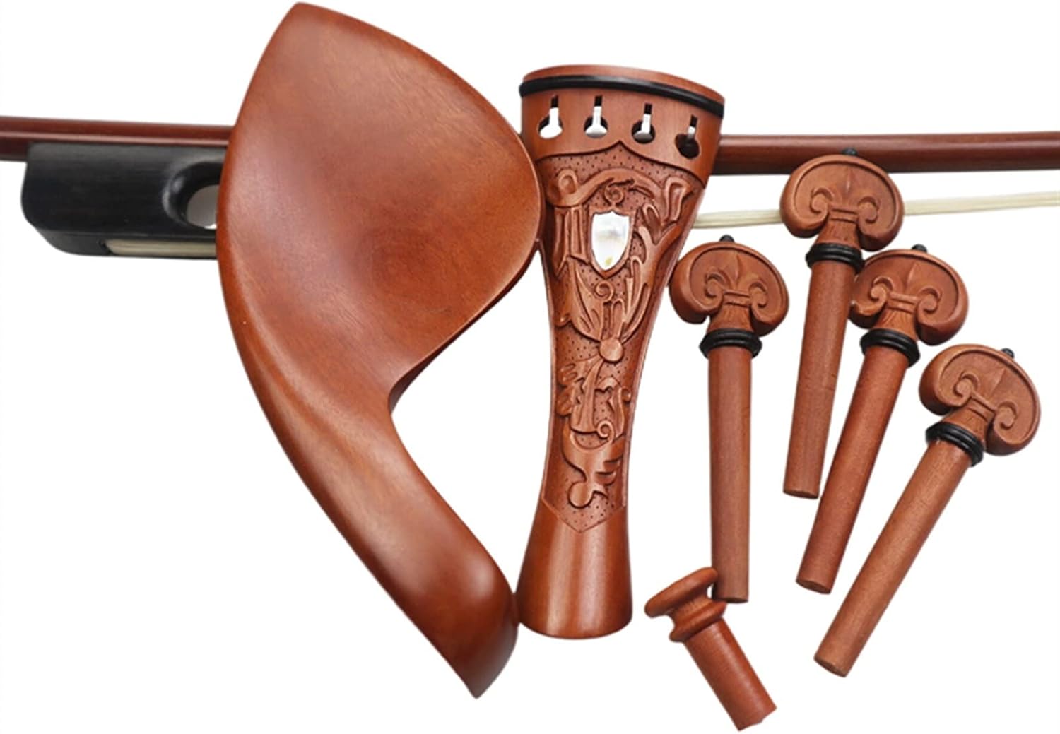Profesional Violín Piezas Accesorios 44 Jujube Madera Violín Pegs Tailpiece Chinrest Endpin Fiddle Fittings