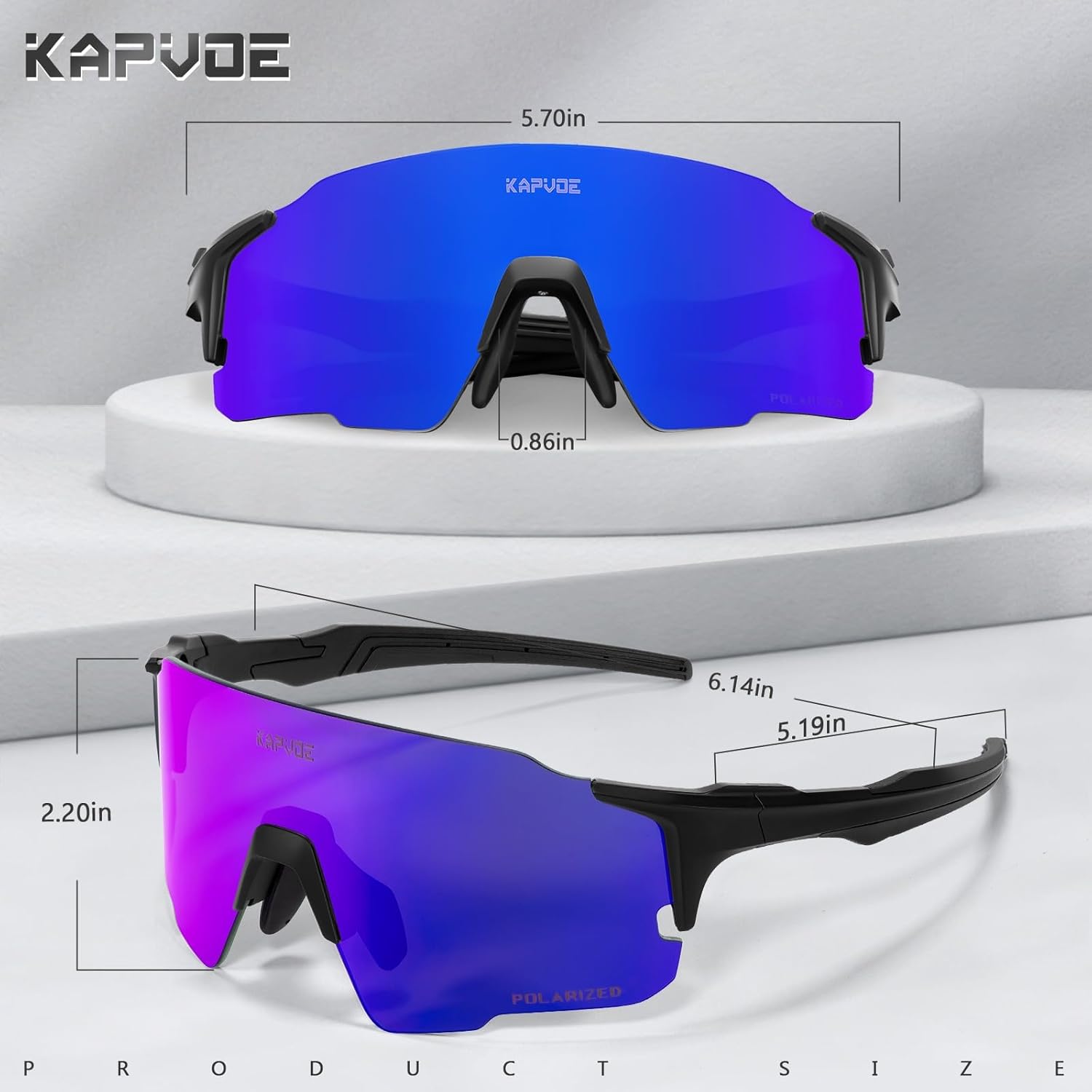 KAPVOE Gafas de sol deportivas polarizadas para ciclismo, béisbol, bicicleta de montaña, correr, MTB, triatlón, golf, para hombres y mujeres