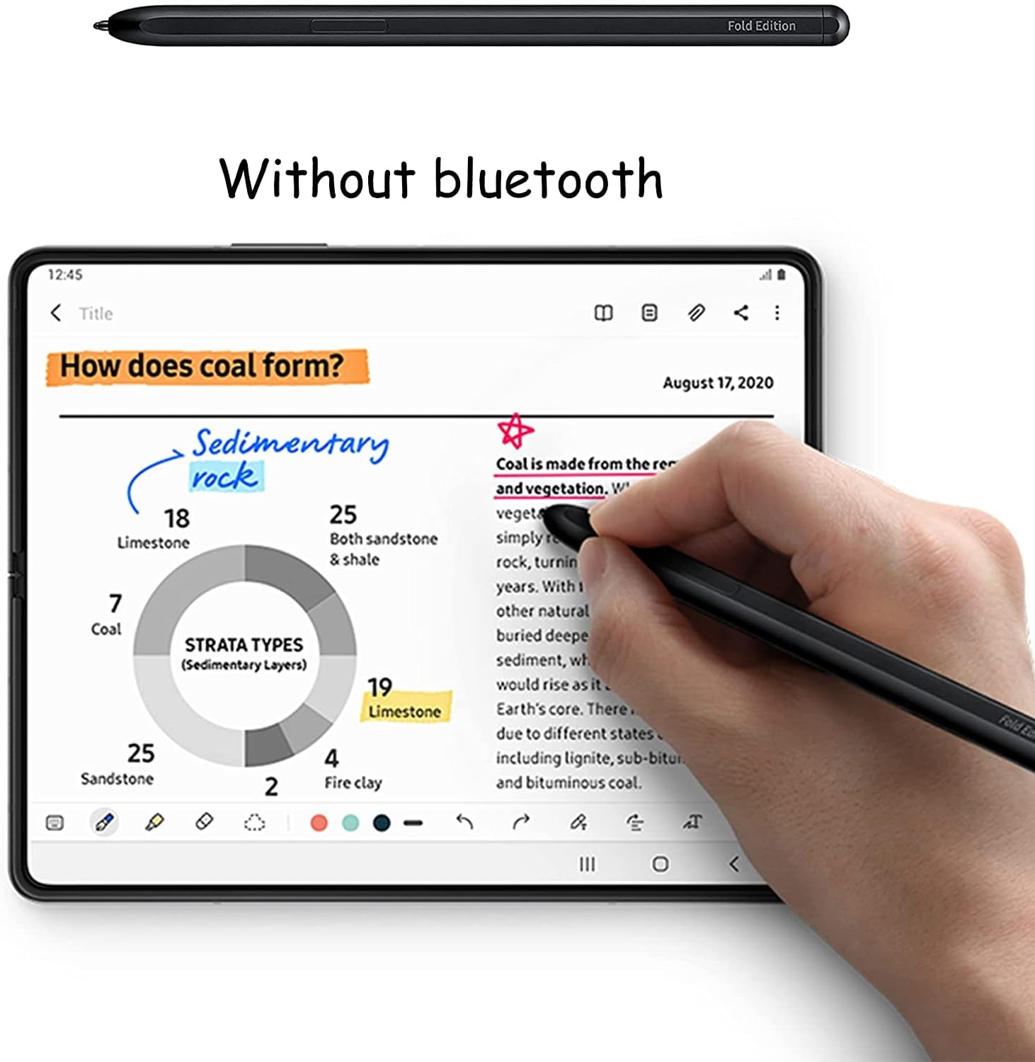 Repuesto S Pen Fold Edition compatible con Samsung Galaxy Z Fold 3, Fold 4 Touch Stylus s Pen reemplazo con puntaspuntas negro (edición plegable)