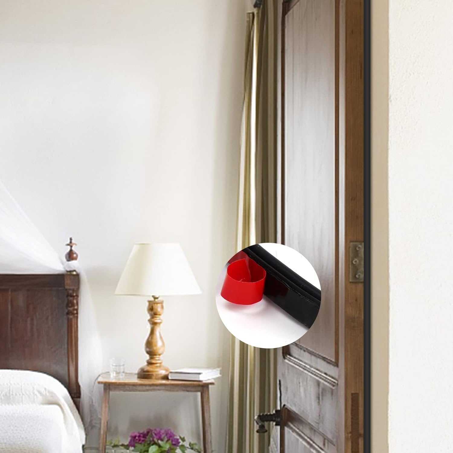 Burlete de goma para puerta, autoadhesivo, en forma de D, para aislamiento de marco de puerta (33 pies, negro)