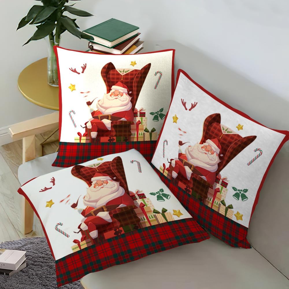Fundas de almohada decorativas de Navidad, funda de almohada de ciervos de Navidad, funda de almohada de decoración navideña de renos, funda de