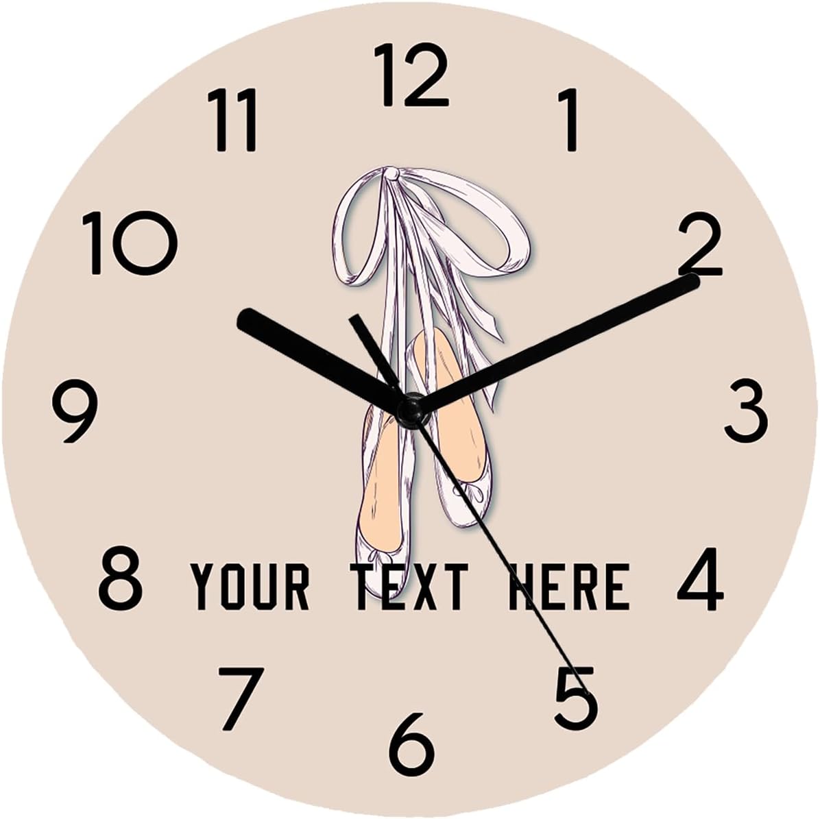 Reloj de pared de bailarina de ballet, reloj de pared redondo personalizado, fácil de leer, reloj rústico personalizado a pilas, silencioso sin