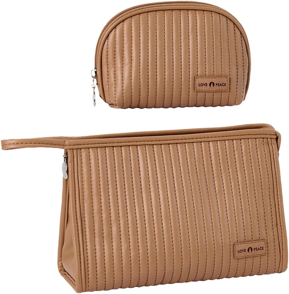 Paquete de 2 bolsas de maquillaje para mujeres, bolsa de cosméticos pequeña, bolsa de cosméticos para bolso, bolsa de viaje para brochas de