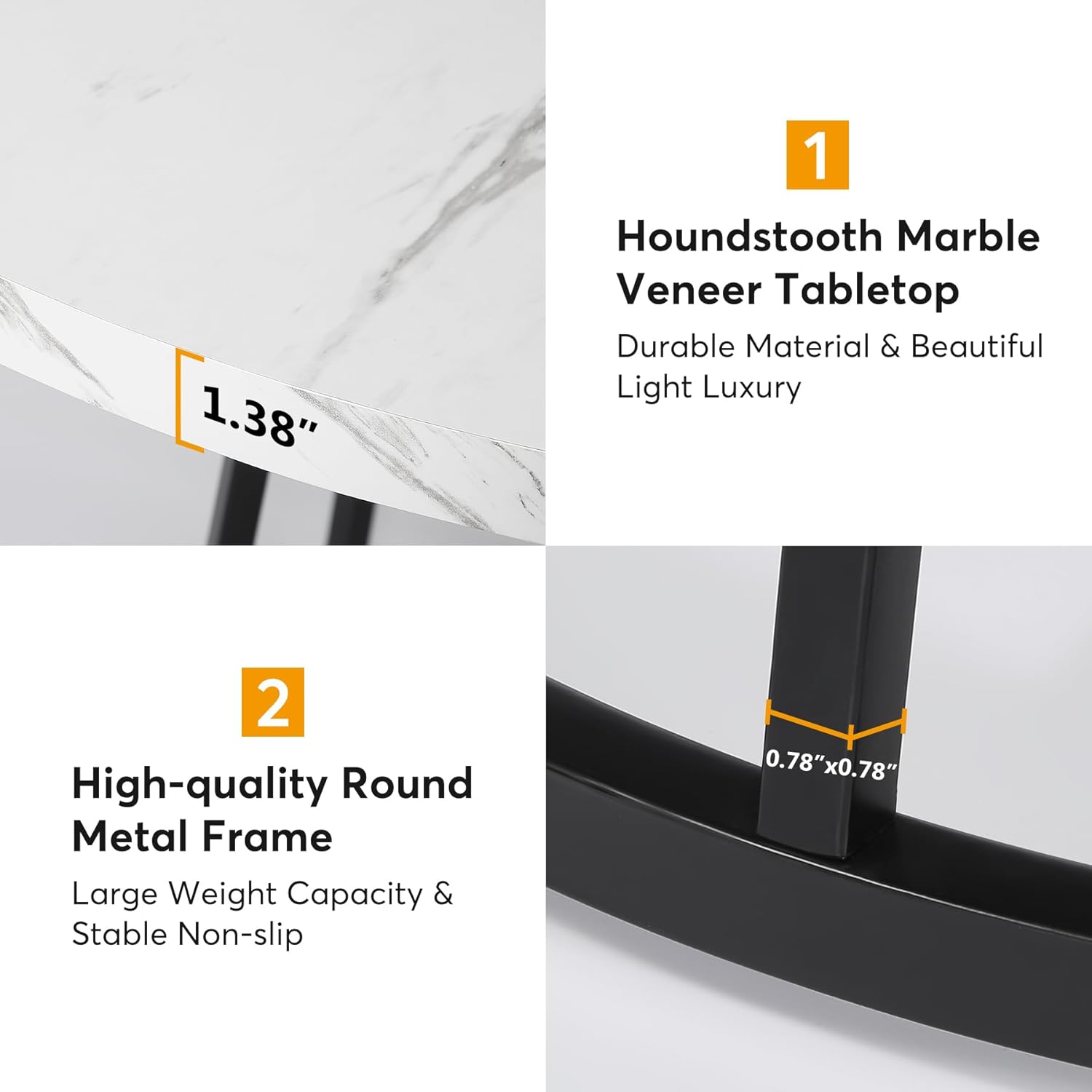 Tribesigns Mesa de comedor de 47 pulgadas para comedor, mesas de comedor redondas para 4 personas con parte superior de mármol sintético, pedestal