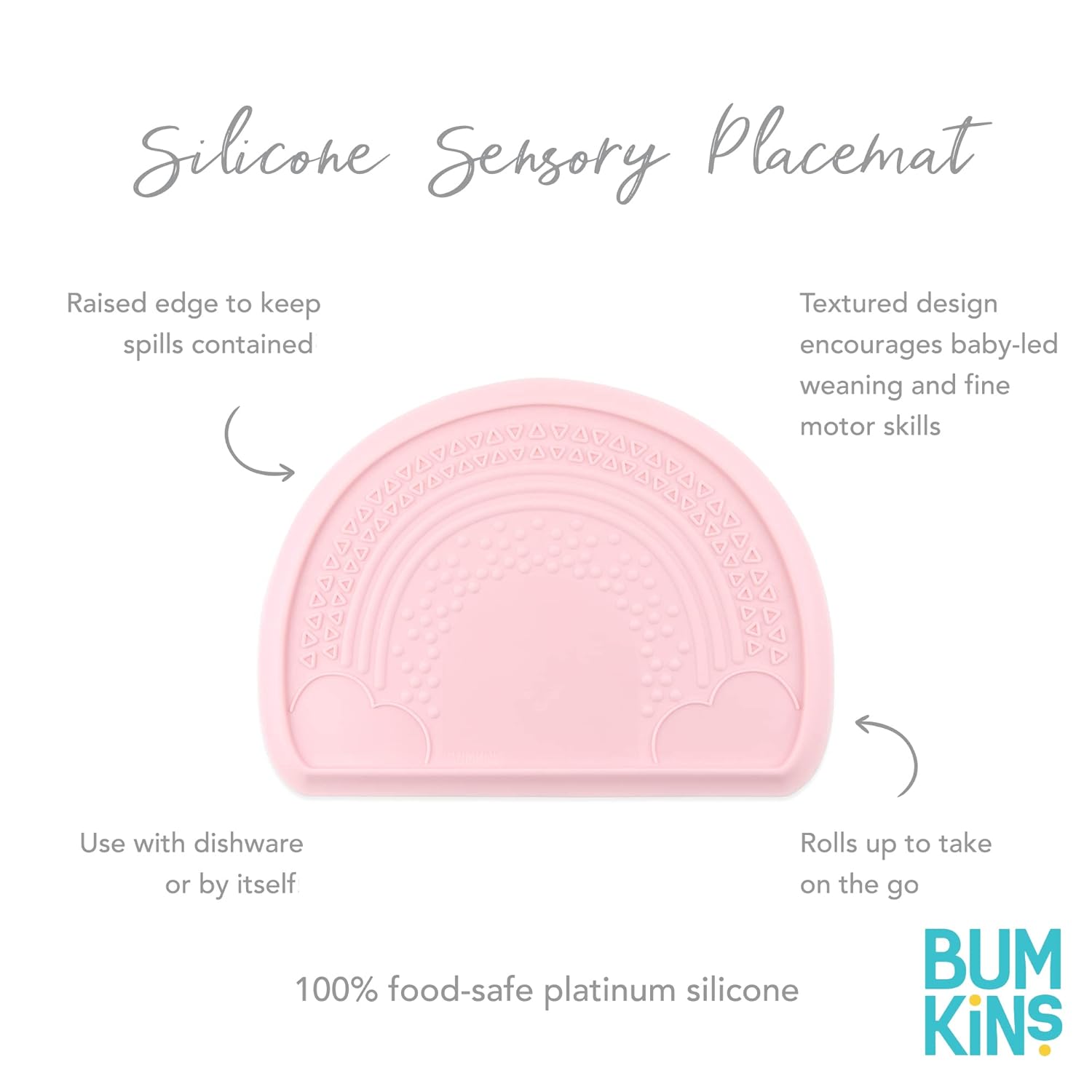 Bumkins Mantel individual sensorial de silicona para bebés, para bebés y niños pequeños, tapete de succión para restaurantes, sillas altas y mesas,
