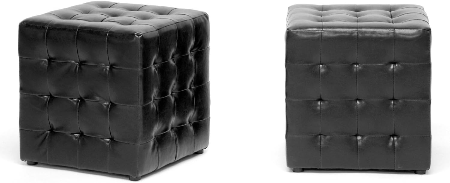 Otomana tipo cubo Siskal de Baxton Studio, juego de 2 unidades, Negro