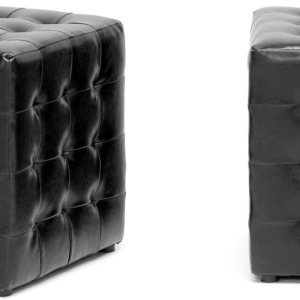 Otomana tipo cubo Siskal de Baxton Studio, juego de 2 unidades, Negro Otomana tipo cubo Siskal de Baxton Studio, juego de 2 unidades, Negro